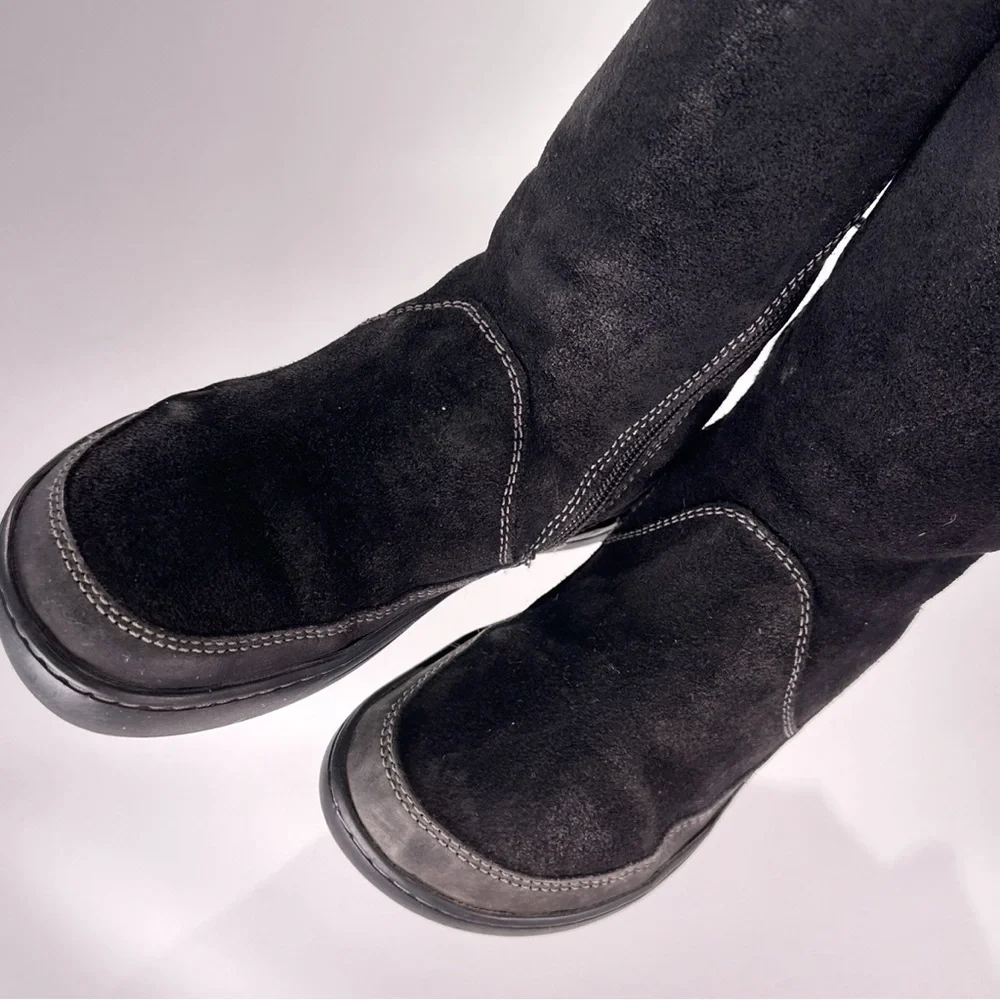 Birkenstock 36 Comfort Bakki Shearling Winter Boots Black Zip Buckle